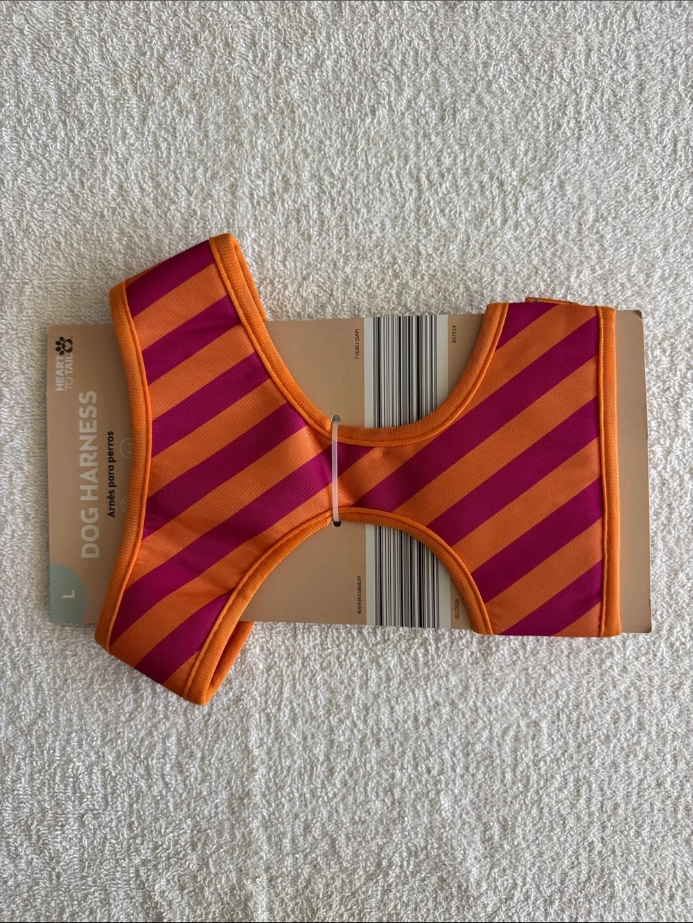 Heart To Tail Orange & Pink Striped Dog Harness - Large
